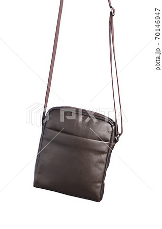 male brown leather bag, isolated on white male brown leather bag, isolated on white 70146947
