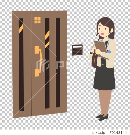 住宅を伺う調査員　女性　スカート(線無し) 70148144