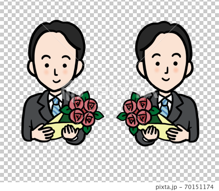 退職を祝ってもらう男性のイラスト素材