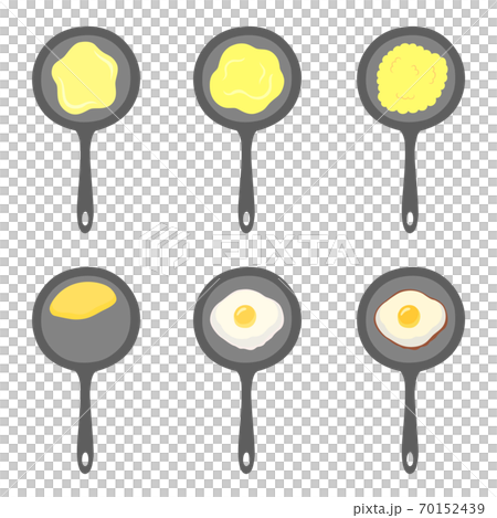 卵料理の調理をするフライパンのイラスト素材