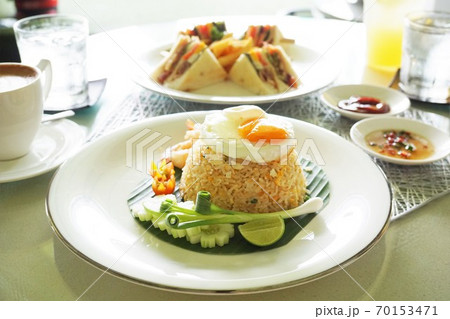 Thai Fried Rice and Club Sandwiches 70153471