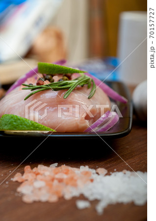 fresh organic chicken breast with herbs and spices fresh organic chicken breast with herbs and spices 70157727