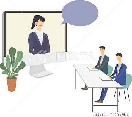 オンライン面接 転職 ベクターイラスト オンライン面接 転職 ベクターイラスト 70157967