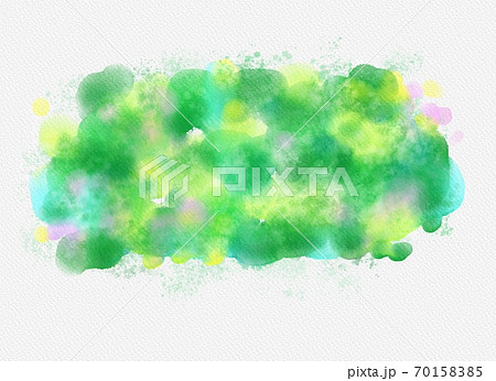 白い背景の上の抽象的な水彩画　緑色系 70158385