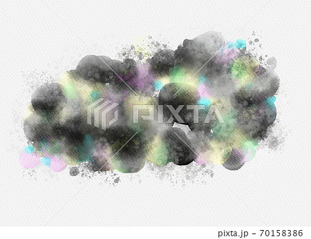 白い背景の上の抽象的な水彩画　黒色系 70158386