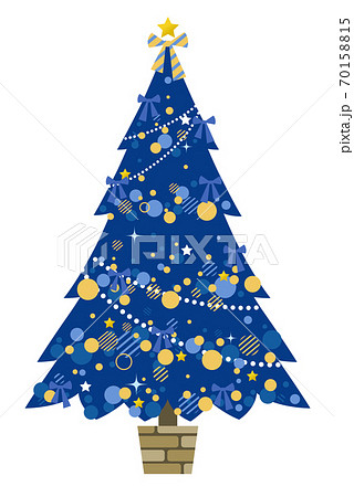 青いクリスマスツリーのイラスト素材