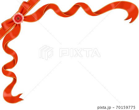 シンプルなリボンと花のフレームのイラスト素材 シンプルなリボンと花のフレームのイラスト素材