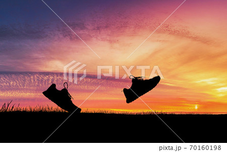 Concept design for Trail running at the sunset time 70160198