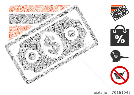 Linear Money Icon Vector Collage 70161045