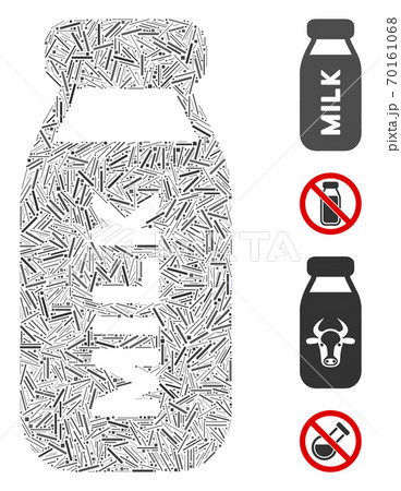 Line Milk Bottle Icon Vector Collage 70161068