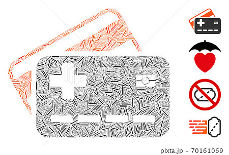 Linear Medical Insurance Cards Icon Vector Mosaic 70161069