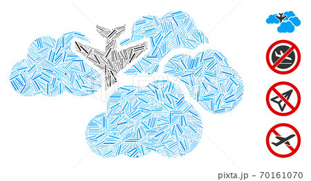 Linear Falling Airplane in Clouds Icon Vector Collage 70161070