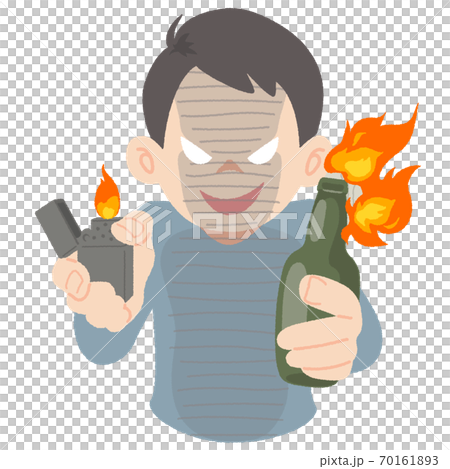 Image illustration of a man with a bad face aiming at the flame Image illustration of a man with a bad face aiming at the flame 70161893