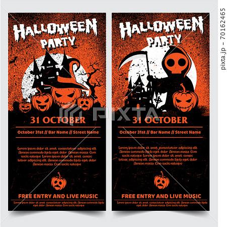 Halloween night party background with full Moon, Halloween banners with pumpkins. Halloween night party background with full Moon, Halloween banners with pumpkins. 70162465