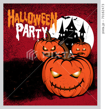 Halloween night party background with full Moon, Halloween banners with pumpkins. 70162473
