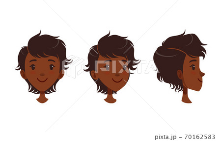 Cute Happy Smiling African American Girl Set のイラスト素材