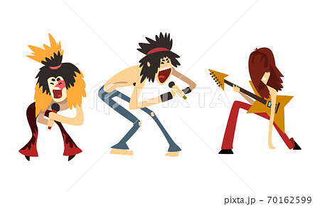 Rock Musicians Rock Stars Characters Playing のイラスト素材