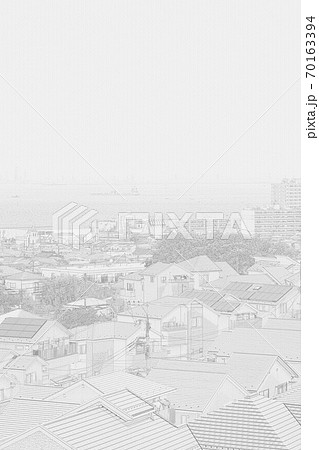 住宅街 白黒のイラスト素材