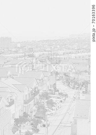 住宅街 白黒のイラスト素材