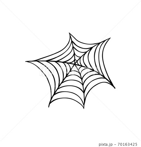 Halloween spider web doodle element. Isolated vector illustration 70163425
