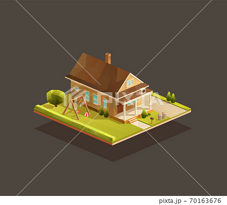 Suburban poor family house with wooden porch Suburban poor family house with wooden porch 70163676