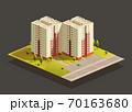 Tower twins Block of Flats isometric illustration 70163680