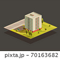 Soviet tower Block of Flats isometric illustration 70163682