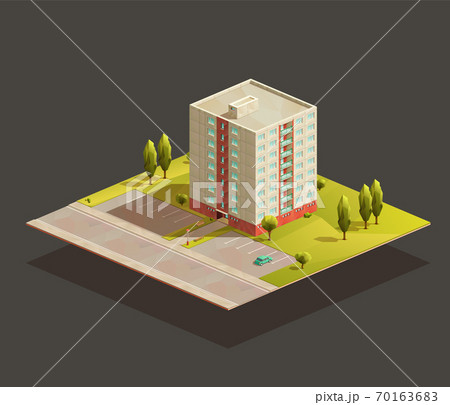 Tower Block of Flats isometric illustration Tower Block of Flats isometric illustration 70163683