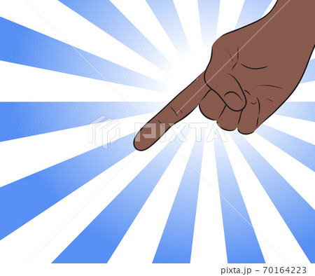 Pointing gesture in pop art style. Dismissal from work. Cartoon african human hand. Vector element Pointing gesture in pop art style. Dismissal from work. Cartoon african human hand. Vector element 70164223