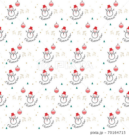 Snowman Christmas Seamless Pattern Background のイラスト素材