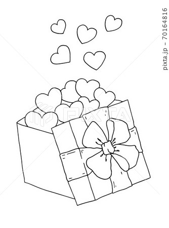 Gift box with hearts flying , romantic, valentines day. Line art, vector illustration. Greeting card. Symbol of love, wedding invitation. Gift box with hearts flying , romantic, valentines day. Line art, vector illustration. Greeting card. Symbol of love, wedding invitation. 70164816