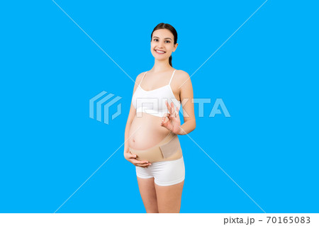 Portrait Pregnant Woman Underwear Third Trimester Wearing