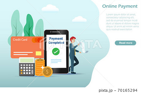 Businessman transfer money, online payment with credit card on smart phone. Idea for digital payment, online shopping, internet banking and fintech financial technology concept.  70165294