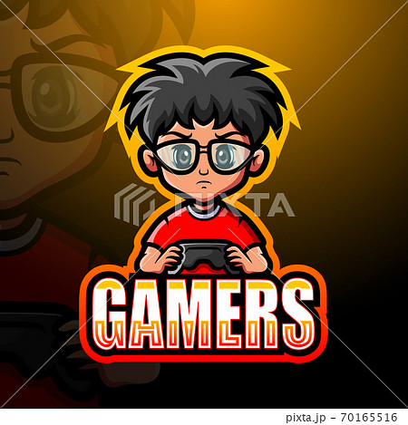 Gamer Boy Mascot Esport Logo Design のイラスト素材