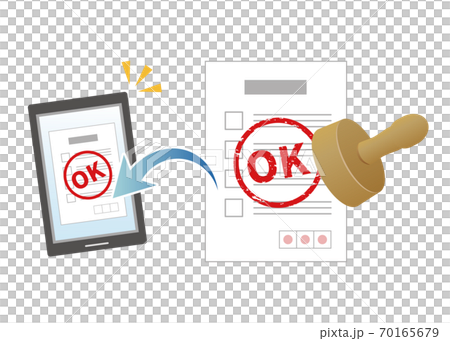 Image illustration of electronic seal approval OK (tablet terminal) Image illustration of electronic seal approval OK (tablet terminal) 70165679