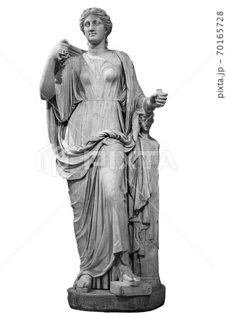 White marble sculpture head of young woman. Statue of sensual renaissance art era naked woman in circlet antique style isolated on white background White marble sculpture head of young woman. Statue of sensual renaissance art era naked woman in circlet antique style isolated on white background 70165728