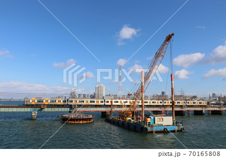 阪神 なんば線の淀川鉄橋工事 阪神 なんば線の淀川鉄橋工事 70165808