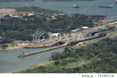 Aerial View Of Gatun Locks At Panama Canal 70166210