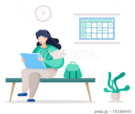 Doctor with Table or Schedule, Woman with Sack 70166645
