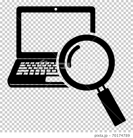 Laptop and magnifying glass icon - Stock Illustration [70174789] - PIXTA