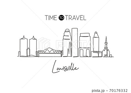 One continuous line drawing Louisville city skyline, Kentucky 70176332