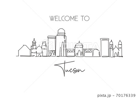 Single continuous line drawing of Tucson city skyline, Arizona 70176339