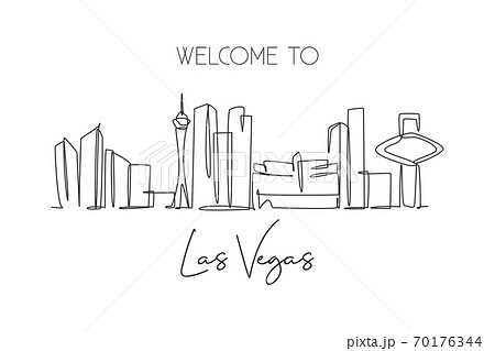 One single line drawing Las Vegas city skyline, United States