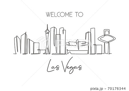 Single continuous line drawing of Las Vegas - Stock Illustration  [70176344] - PIXTA