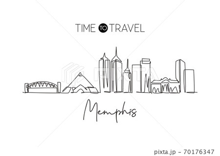 One single line drawing of Memphis city skyline, United States 70176347