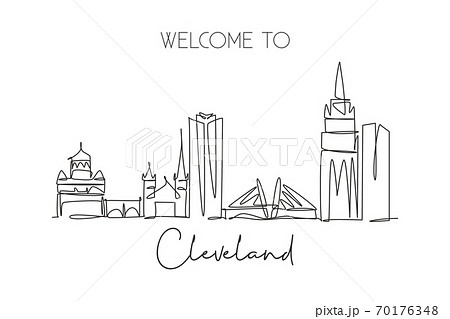 One single line drawing of Cleveland city skyline, USA 70176348