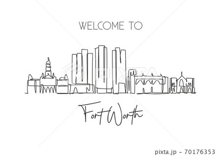 Single continuous line drawing of Fort Worth city skyline, United States of America Single continuous line drawing of Fort Worth city skyline, United States of America 70176353