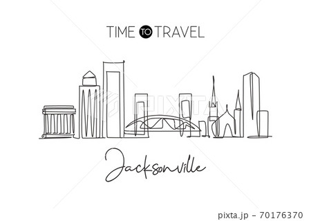 One single line drawing of Jacksonville city skyline, USA 70176370