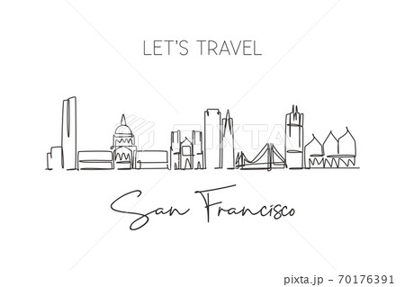 One single line drawing of San Francisco city skyline, USA 70176391