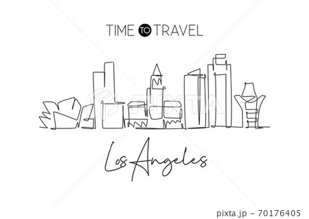 Single continuous line drawing of Las Vegas city skyline, USA